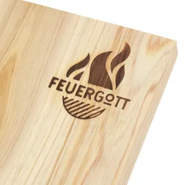 FEUERGOTT Flammlachsbrett 2er-Set Zedernholz Edelstahl beige