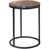 Gradel Beistelltisch NICO, Braun - Schwarz - Ø 39 cm - Marmorplatte - Metallgestell