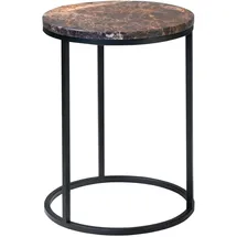 Gradel Beistelltisch NICO, Braun - Schwarz - Ø 39 cm - Marmorplatte - Metallgestell