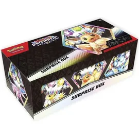Pokémon Scarlet & Violet Prismatic Evolutions Überraschungsbox (4 Boosterpacks & 1 Folien-Promokarte)