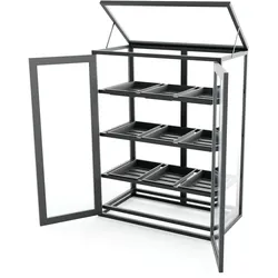 OUTFLEXX Flora Balkon-Gewächshaus, silber, Aluminium, 40 x 80 x 100 cm, robust, korrosionsbeständig, witterungsbeständig