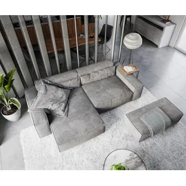 DeLife Ecksofa Sirpio XL 270x170 cm Mikrofaser Taupe Recamiere variabel mit Hocker