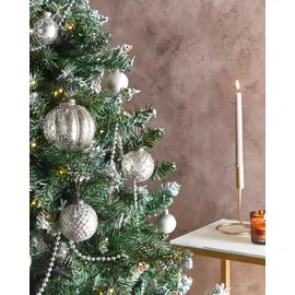 Beliani Weihnachtskugel 6er Set Glas Silber