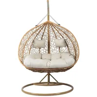 Mirjan24 Hängesessel Braun, Metall, 2-Sitzer, rund, 132x200x120 cm, Gartenmöbel,