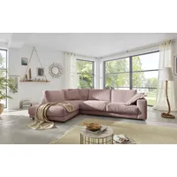 Home Affaire Ecksofa HOME AFFAIRE "Enisa XXL B/T/H: 325/224/85 cm L-Form", rosa (rosé), B:325cm, Cord (88% Polyester / 12% Polyacryl), Sofas, Ecksofa, Kuschelig, gemütlich, in 5 Farben, Bezug in Cord, mit 2 Zierkissen