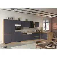kochstation Winkelküche L-Form 490 cm braun