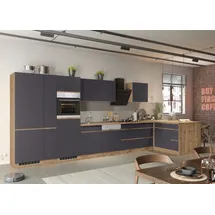 kochstation Winkelküche L-Form 490 cm braun