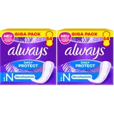 Always Daily Protect Normal Slipeinlagen 64 Stück, Geruchskontrolle, Bequem Mit Seitlichem Auslaufschutz (Packung mit 2)