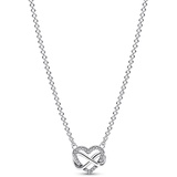 Pandora Moments Funkelnde Unendlichkeits-Herz Collier-Halskette aus Sterling Silber mit Zirkonia Steinen, Größe 50cm, 392666C01-50