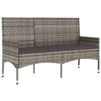 Furnicato Gartenbank 3-Sitzer mit Kissen Grau Poly Rattan
