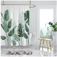 WONGS BEDDING Duschvorhang 240 x 200 cm grün Blätter