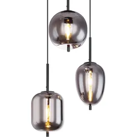 GLOBO Blacky 3-flg. 46 cm rund schwarz Metall Rauchglas