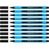 Schneider Slider Edge F Kugelschreiber (Dreikant-Stift mit Strichbreite F=Feinstrich, Kappenmodell) 10er Packung cyan-schwarz