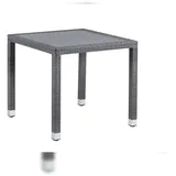 METRO PROFESSIONAL Gastro Esstisch Barbados, Polyrattan, 80 x 80 cm, DPC Tischplatte in Steinoptik, grau
