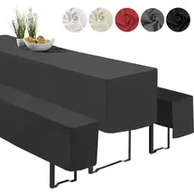 heimtexland ® Hussen Set 3-teilig Bierzeltgarnitur 1x Tischhusse Biertisch 2x Bankhusse Bierbank Tischdeko Typ860 Schwarz 50x220 cm - Schwarz