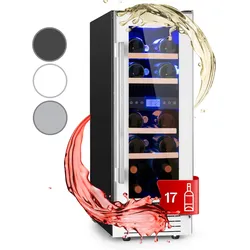 Klarstein Vinovilla 17 Built-In Duo Zweizonen-Weinkühlschrank 53l 17 Fl. 3-Farben Glastür Weißes Glas