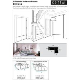 Cotta Ecksofa COTTA "Orion L-Form", platinum, B:310cm H:70cm T:225cm, 100% Polyester, Sofas, Ecksofa, mit Kopfteilverstellung & 5 Nierenkissen