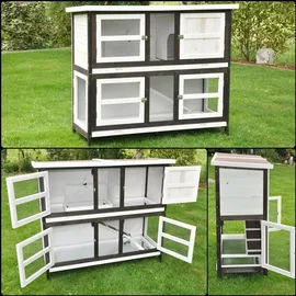 nanook shop Kleintierstall Frederik 70 x 37 x 56 cm Schwarz/Weiß