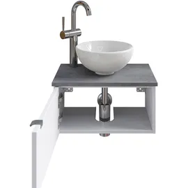 Saphir Waschtisch SAPHIR "Serie 6915 Waschschale mit Unterschrank für Gästebad, Gäste WC", weiß (weiß glanz, oxid dunkelgrau, weiß glanz), B:51cm H:39,8cm T:35cm, Waschtische, Waschtisch, 51 cm breit, 1 Tür, Waschtischplatte, kleine Bäder, ohne Armatur