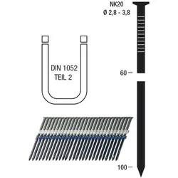 Nagelstreifen NK20 4, 6 x 160 mm HBK blank geharzt Kunststoffgebunden 20 Grad