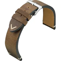 Eulit Kalb- / Rindleder glatt VINTAGE 22mm" E57635622272" - dunkelbraun