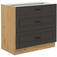 Küchen-Preisbombe Küchen Unterschrank 80 cm Stilo Grau + Eiche