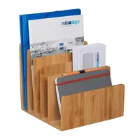 Relaxdays Dokumentenhalter Bambus, 5 Fächer, für Briefe und Unterlagen,
