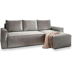 Masseno Ecksofa POTARO mit Schlaffunktion – L-Form, Bettkasten, Hellgrau (POSO 55)