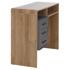 MCW Schreibtisch MCW-P43, Bürotisch Computertisch, 3 Schubladen MDF 75x100x40cm ~ Rivera-Eiche-Optik, dunkelgrau
