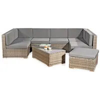 Melko Polyrattan Lounge XXL Sofa Garnitur Gartenmöbel Set Sitzgarnitur inklusive Kissen und Verbindungsclips