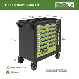 Trutzholm Werkstattwagen Premium plus bestückt 7 Schubladen Chrom Vanadium Stahl, Werkzeugwagen
