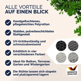 CASARIA Gartenstuhl 56 x 60 x 90 cm grau 4 St.