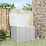 IKAYAA Gartenbox wasserdicht XXL Metall Gartenbox Auflagenbox Auflagenbox Kissenbox Werkzeugkasten Gerätebox Gartentruhe-Grau-149 x 99 x 93 cm