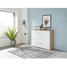 Germania Sideboard Telde Glas Weiß, Braun Weiß / Eiche