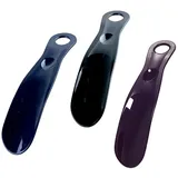 JCUGSBS SchuhlöFfel Klein Metall,19cm Mini Schuhanzieher Stabil,Reise SchuhlöFfel Kurz,3er Pack,Violett Blau Schwarz