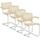 4er-Set Esszimmerstühle Divit FM10 Rattanstühle mit Metallrahmen beige