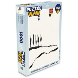 MuchoWow Puzzle Landschaft – Abstrakt – Schwarz und weiß, 1000 Puzzleteile, Foto-Puzzle, Bilderrätsel, Puzzlespiele, Klassisch bunt