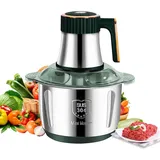 Elektrischer Fleischwolf, 500 W, mit Edelstahlschüssel, 5 l, abnehmbarer Fleischwolf mit 5 Geschwindigkeitsstufen, mit 6 abnehmbaren Klingen, Mixer für Fleisch, Gemüse und Babynahrung (grün)