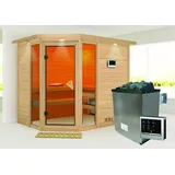 Karibu Sinai 3 inkl. 9 kW Ofen + Steuergerät Easy Finnisch + Dachkranz