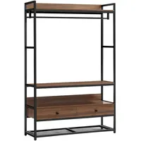 [en.casa] Garderobenständer Isen 180 x 120 x 40 cm Walnuss