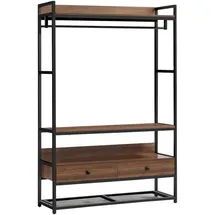 [en.casa] Garderobenständer Isen 180 x 120 x 40 cm Walnuss