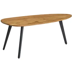 Kadima Design Couchtisch Akazie, Massivholz, moderne Nierenform, stabile Metallbeine. 110x60x45 cm