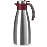 EMSA Soft Grip Isolierkanne, Quick Tip Verschluss N41205 , Fassungsvermögen: 1500 ml, Farbe: Edelstahl / Rot