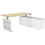 Kerkmann Move 3 elektrisch höhenverstellbarer Schreibtisch ahorn, weiß rechteckig, Wangen-Gestell silber 180,0 x 80,0 cm