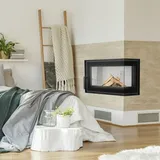 Kamineinsatz aus Stahl KRATKI SIMPLE rechts 6 kW Ø 150 mit Türfeder - Schwarz