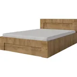 FURMEB24 - WER - 180 x 200 cm Bettgestell mit Lattenrost - Metall Bettrahmen mit ger€umigem Boxkasten -Eiche Lefkas - Seitliche ffnung - Braun