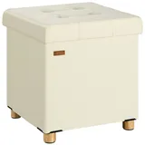 CASARIA Sitzhocker Beige Samt Faltbar