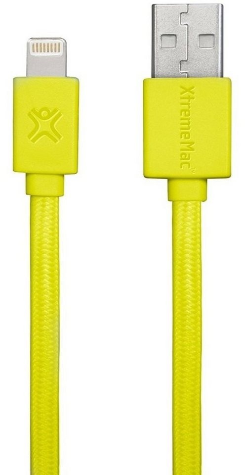 XtremeMac HQ Flat Lightning-Kabel 1m Gelb Smartphone-Kabel, USB Typ A, Apple Lightning, Lightning-Stecker Laden + Datenkabel für Apple iPhone, iPad und iPod gelb