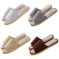 Teceyfeet 4 Paar Gästehausschuhe Set Gäste Leinen Slides Slippers Gästepantoffeln Waschbar Rutschfeste Flache Gäste Schlappen Hause Slippers für Damen Herren - 39/44 EU