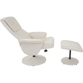 Mendler Relaxsessel Helsinki, Fernsehsessel Relaxliege TV-Sessel mit Hocker ~ Kunstleder, creme